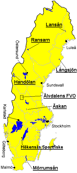 Fiskevatten inom Älvdalens FVO, Dalarna, sportfiske