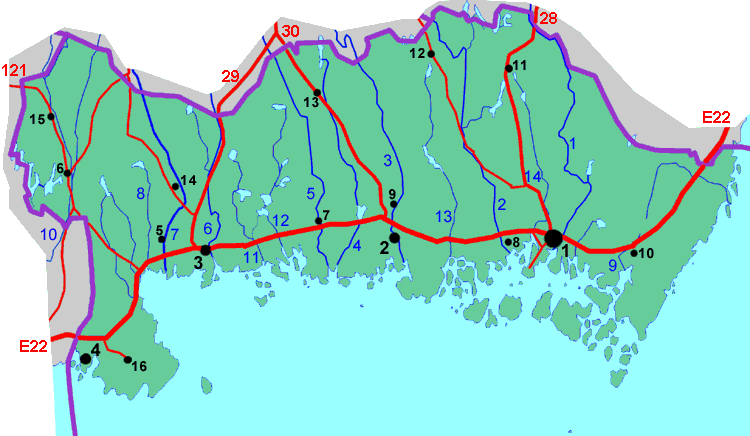 Fishing map of Blekinge