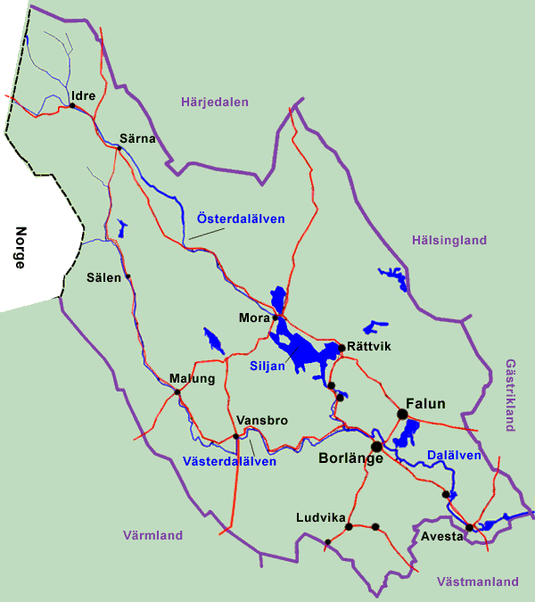 Fishing map of Dalarna