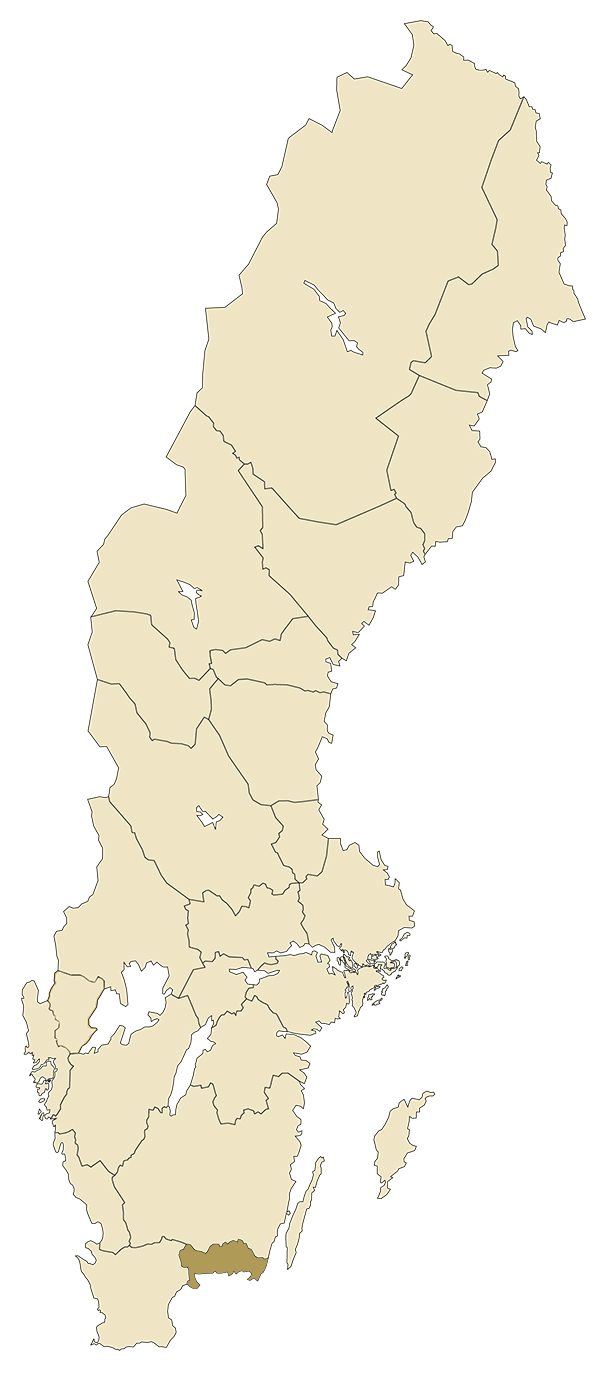 Blekinge på karta över Sverige